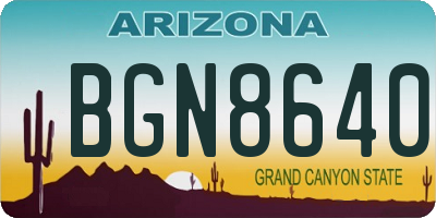 AZ license plate BGN8640