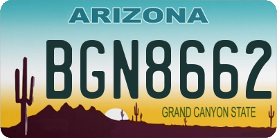 AZ license plate BGN8662