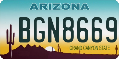 AZ license plate BGN8669