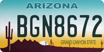 AZ license plate BGN8672