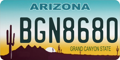 AZ license plate BGN8680
