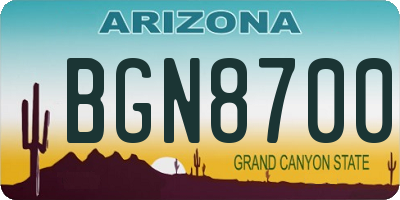 AZ license plate BGN8700