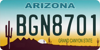 AZ license plate BGN8701
