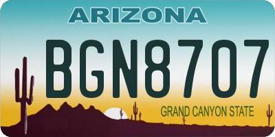 AZ license plate BGN8707