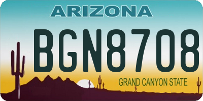 AZ license plate BGN8708