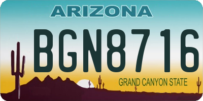 AZ license plate BGN8716