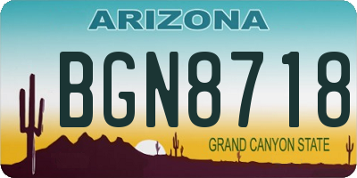 AZ license plate BGN8718
