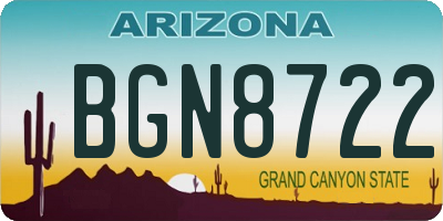 AZ license plate BGN8722