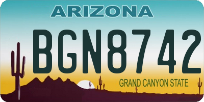 AZ license plate BGN8742