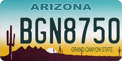 AZ license plate BGN8750