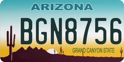 AZ license plate BGN8756