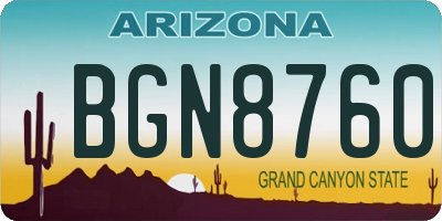 AZ license plate BGN8760