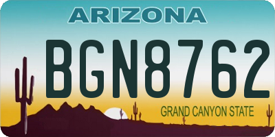 AZ license plate BGN8762