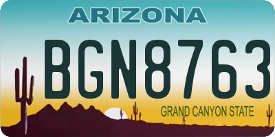 AZ license plate BGN8763