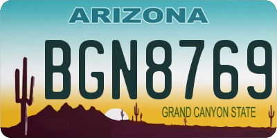 AZ license plate BGN8769