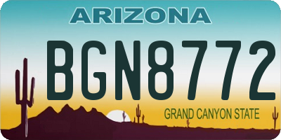 AZ license plate BGN8772
