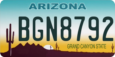 AZ license plate BGN8792