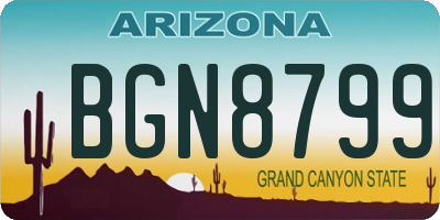 AZ license plate BGN8799