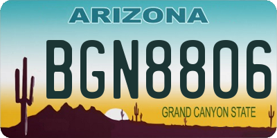 AZ license plate BGN8806