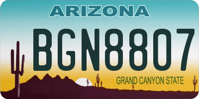 AZ license plate BGN8807