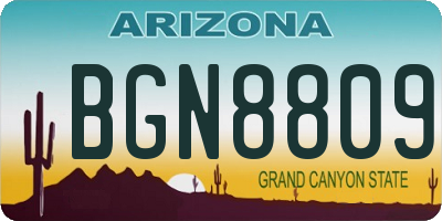 AZ license plate BGN8809