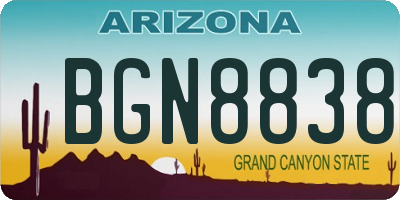 AZ license plate BGN8838