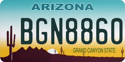 AZ license plate BGN8860