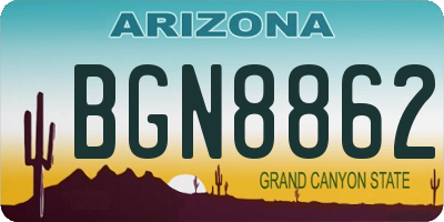 AZ license plate BGN8862