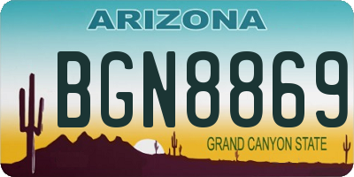 AZ license plate BGN8869