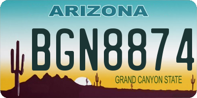 AZ license plate BGN8874