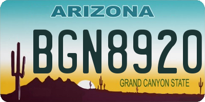 AZ license plate BGN8920