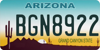 AZ license plate BGN8922