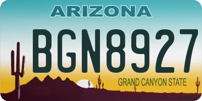 AZ license plate BGN8927