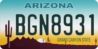 AZ license plate BGN8931