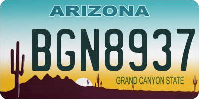 AZ license plate BGN8937
