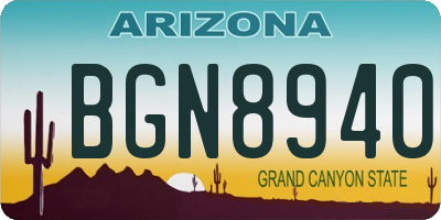 AZ license plate BGN8940