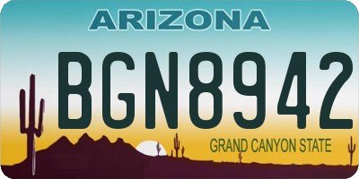 AZ license plate BGN8942