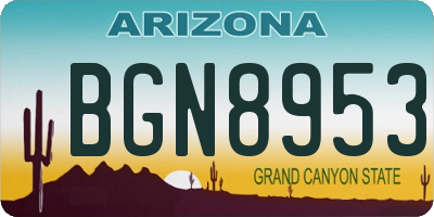 AZ license plate BGN8953