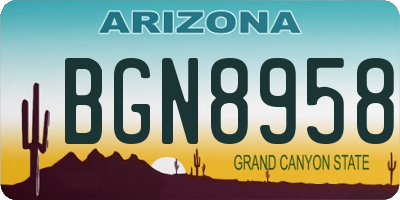 AZ license plate BGN8958