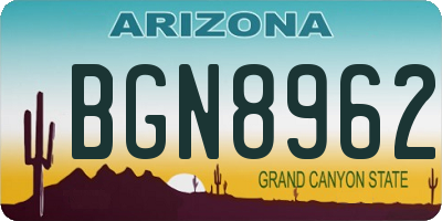 AZ license plate BGN8962