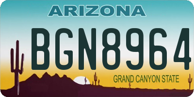 AZ license plate BGN8964