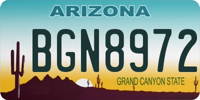 AZ license plate BGN8972