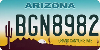 AZ license plate BGN8982