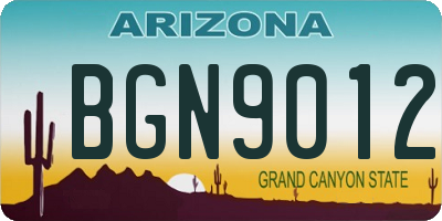 AZ license plate BGN9012