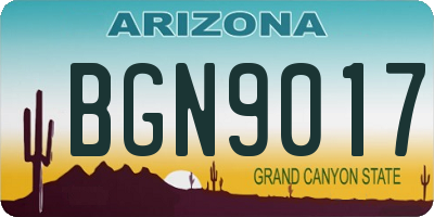AZ license plate BGN9017