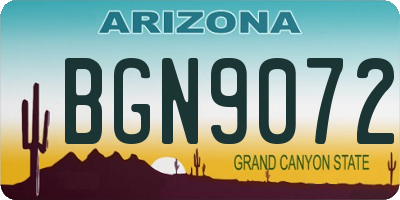 AZ license plate BGN9072
