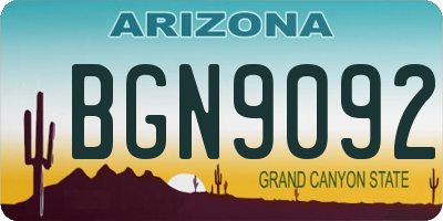 AZ license plate BGN9092
