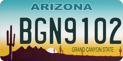 AZ license plate BGN9102