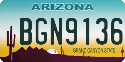 AZ license plate BGN9136