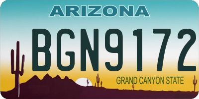 AZ license plate BGN9172